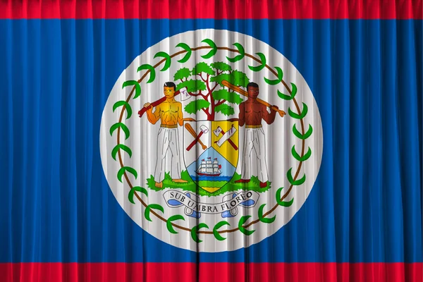 Belize Flagge auf Vorhang — Stockfoto