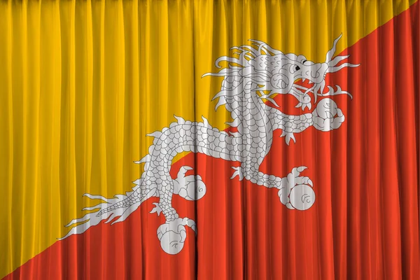 Bhutan flag on curtain — Stock Photo, Image