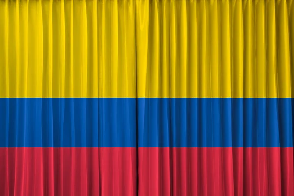 커튼에 콜롬비아 국기 — 스톡 사진