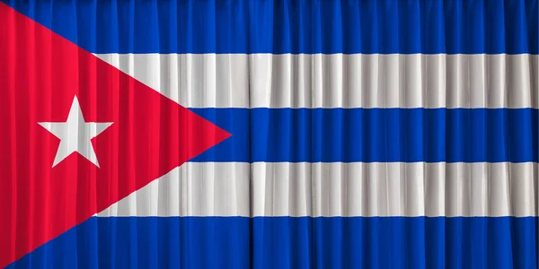 Bandeira de Cuba na cortina — Fotografia de Stock