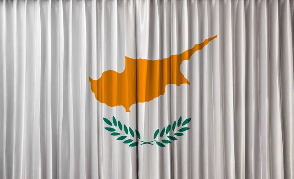 Cyprus vlag op gordijn — Stockfoto