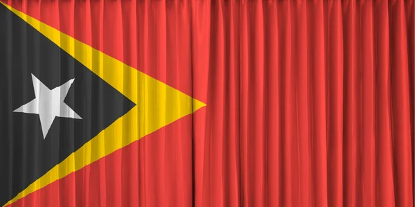 Osttimor-Flagge auf Vorhang — Stockfoto