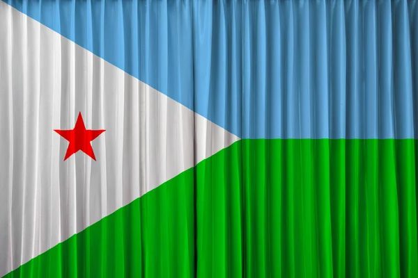 Djibouti drapeau sur rideau — Photo