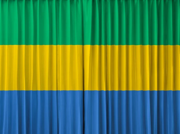 Габонский флаг на занавеске — стоковое фото