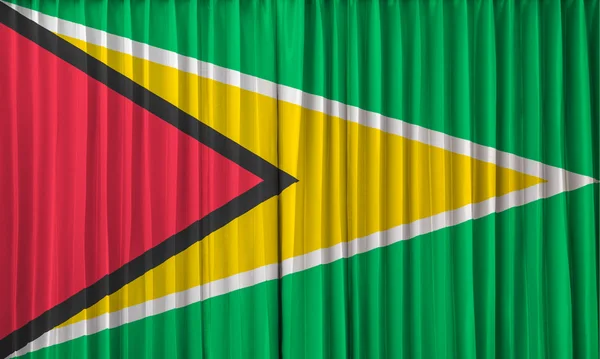 Guyana-Flagge auf Vorhang — Stockfoto