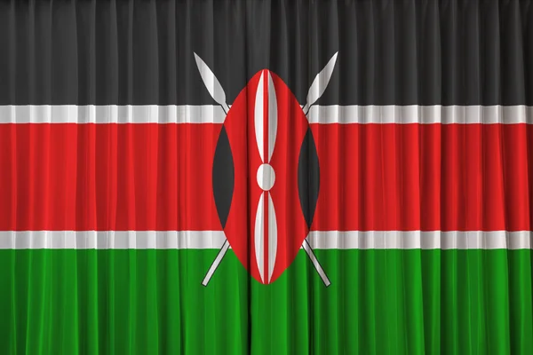 Vlag van Kenia op gordijn — Stockfoto
