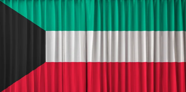 Kuwaits flagga på gardinen — Stockfoto