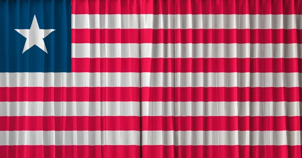 Liberia Flagge auf Vorhang — Stockfoto