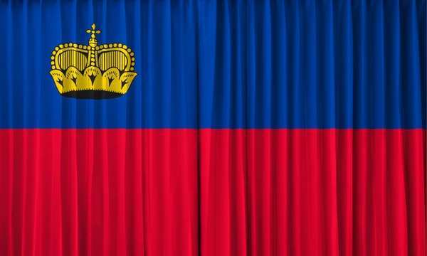 Bandera de Liechtenstein en la cortina — Foto de Stock