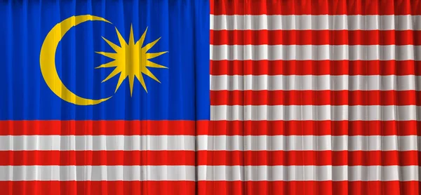 Malaysia flag on curtain — Stock Photo, Image