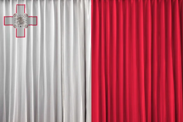 Malta flag on curtain — 图库照片