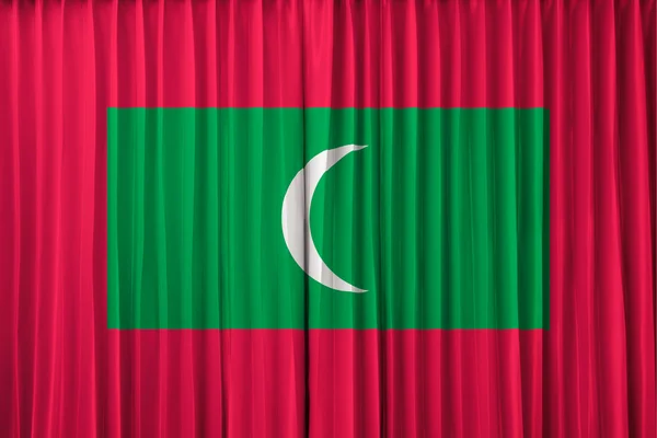 Maldives flag on curtain — Stock Photo, Image