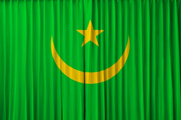 Mauritania flag on curtain — Stock Photo, Image