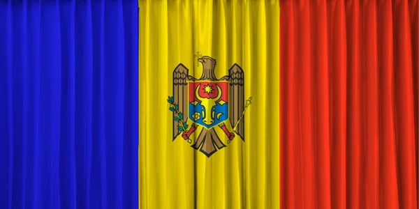 Vlag van Moldavië op gordijn — Stockfoto
