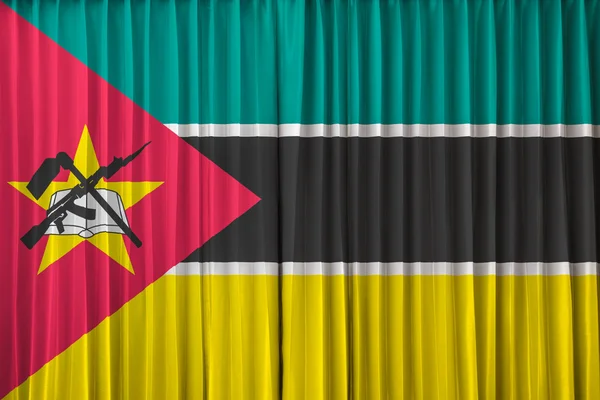 Bandeira de Moçambique na cortina — Fotografia de Stock