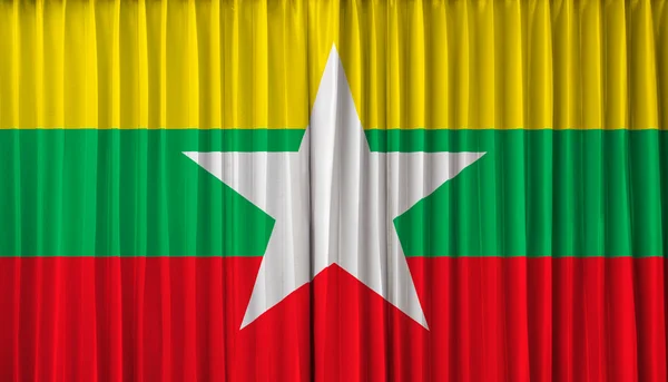 Myanmar flag on curtain — Stock Photo, Image