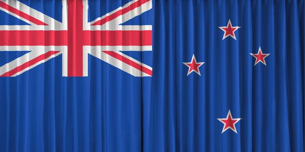 New Zealands flag på gardin - Stock-foto