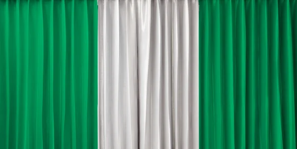 Nigeria Flagge auf Vorhang — Stockfoto