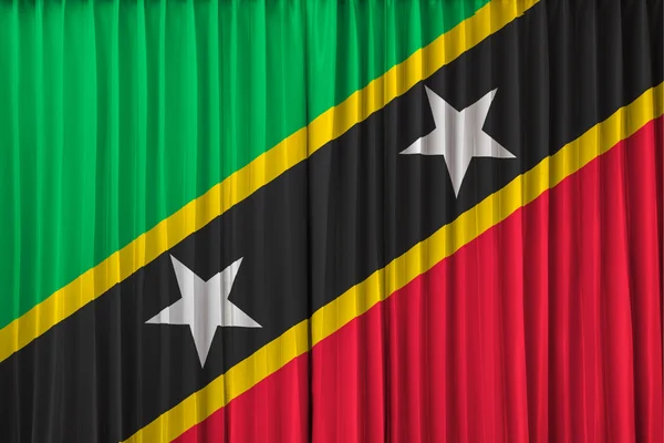 Saint Kitts und Nevis Flagge auf Vorhang — Stockfoto