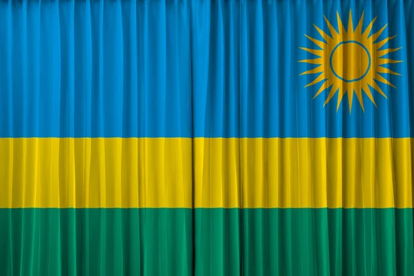 Drapeau Rwanda sur rideau — Photo