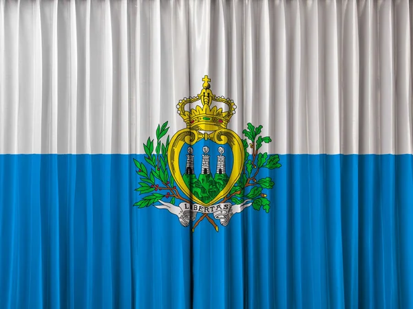 Bandeira de San Marino na cortina — Fotografia de Stock