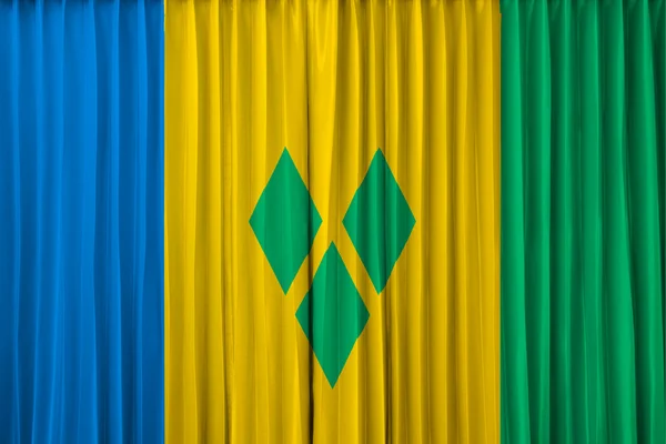 Saint Vincent and the Grenadines flag on curtain — Stock Photo, Image