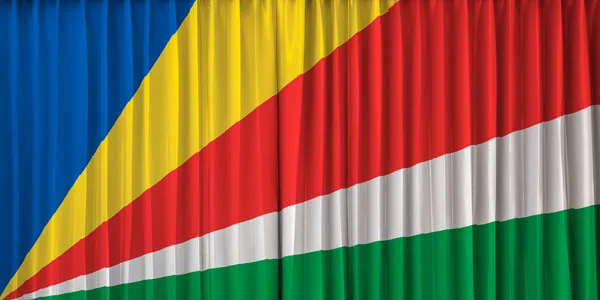 Seychellen Flagge auf Vorhang — Stockfoto