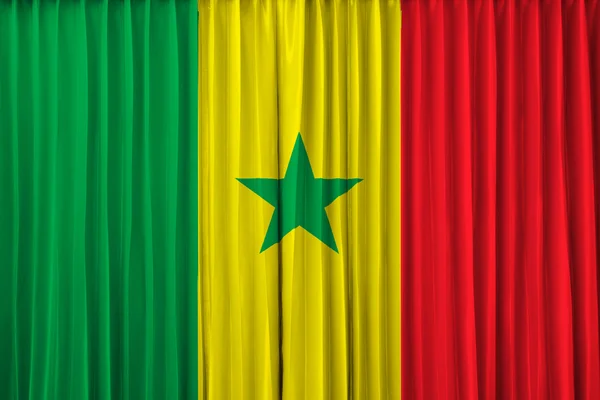 Senegals flagga på gardinen — Stockfoto