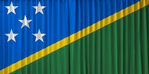 Solomon Islands Flagge auf Vorhang — Stockfoto