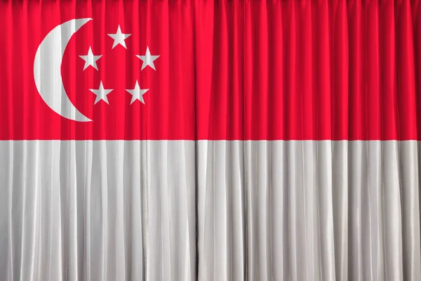 Singapore flagga på gardinen — Stockfoto
