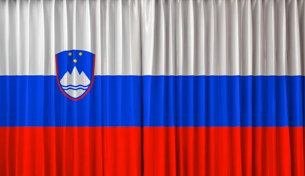Bandera de Eslovenia en la cortina — Foto de Stock