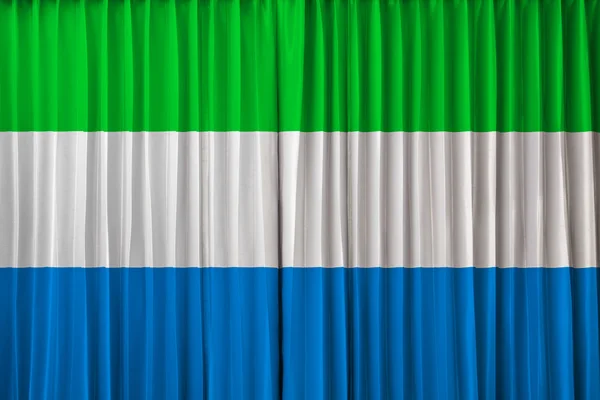 Serra Leoa bandeira na cortina — Fotografia de Stock