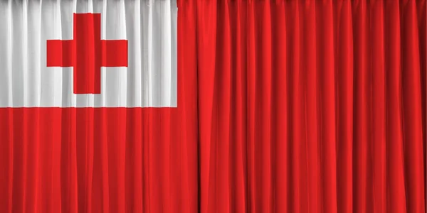 Tongas flagga på gardinen — Stockfoto