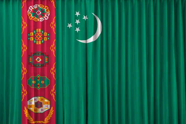 Bandera de Turkmenistán en la cortina — Foto de Stock