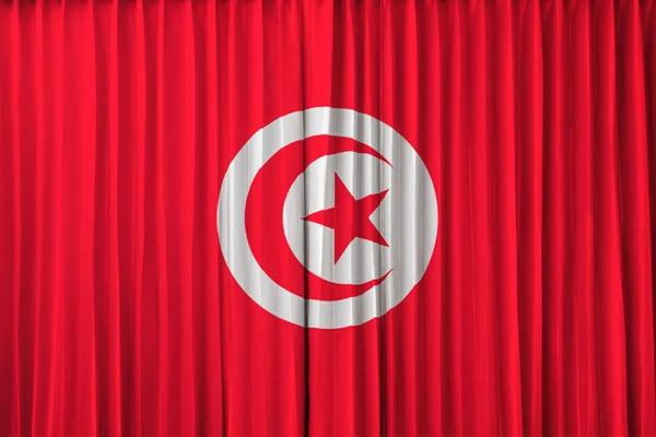 Tunisia flag on curtain — Stock Photo, Image