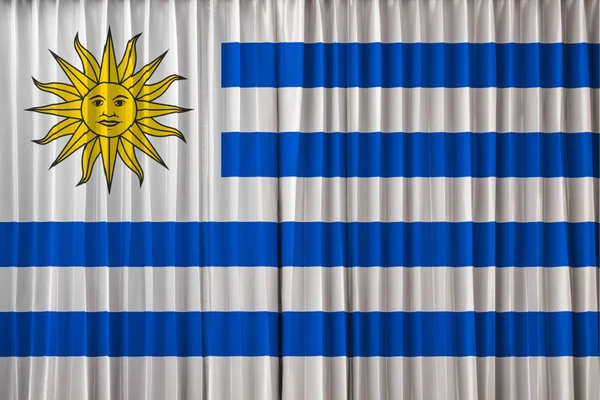 Bandeira do Uruguai na cortina — Fotografia de Stock