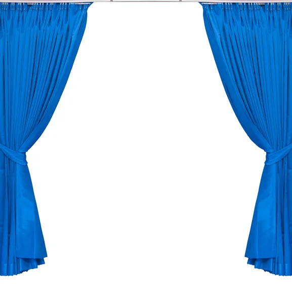 白い背景の青いカーテン — ストック写真