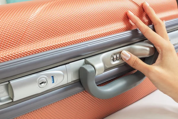 Open suitcase with security code — Stock Photo, Image