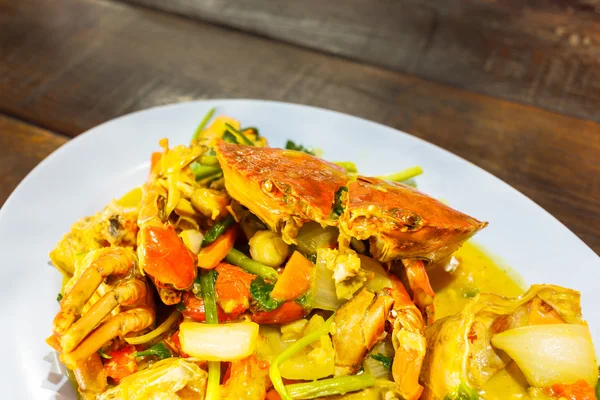 Smażony Krab z curry w proszku — Zdjęcie stockowe