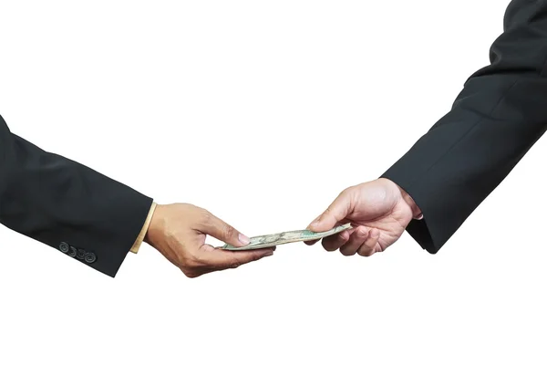 Üzletember kéz, és pénzt, hogy egyéb a korrupció fogalma, wh — Stock Fotó