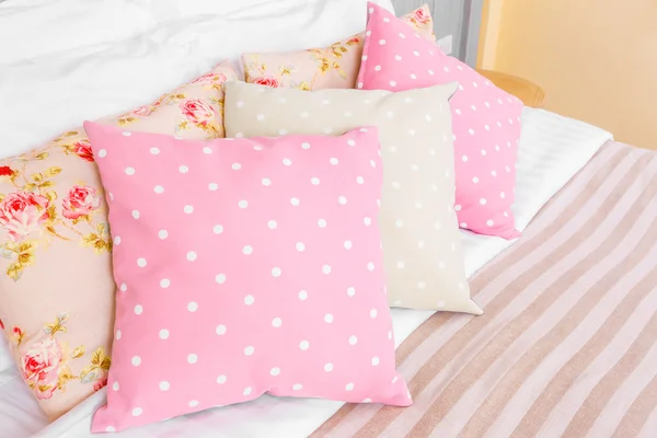 Pillow, dot color  in the bedroom — Stock Photo, Image