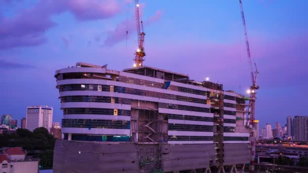 Construção Conceito, dia a noite, Timelapse — Vídeo de Stock