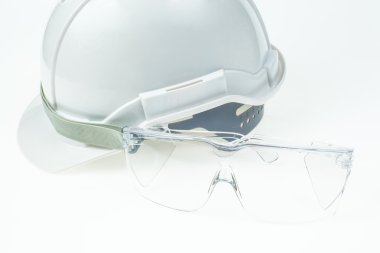 Mühendislik kavramı, kask ve gözlük