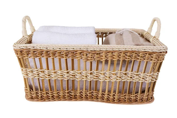 Towel spa set in basket — Stock Photo, Image