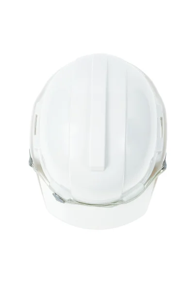 Ingénierie concept, casque de sécurité, vue de dessus sur fond blanc — Stockfoto