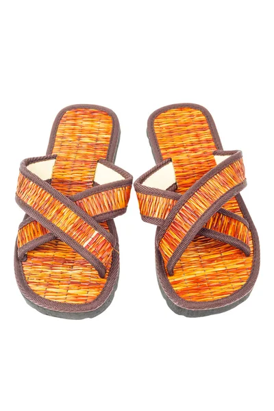 Překlopit flop sandály plážovou obuv na bílém pozadí — Stock fotografie