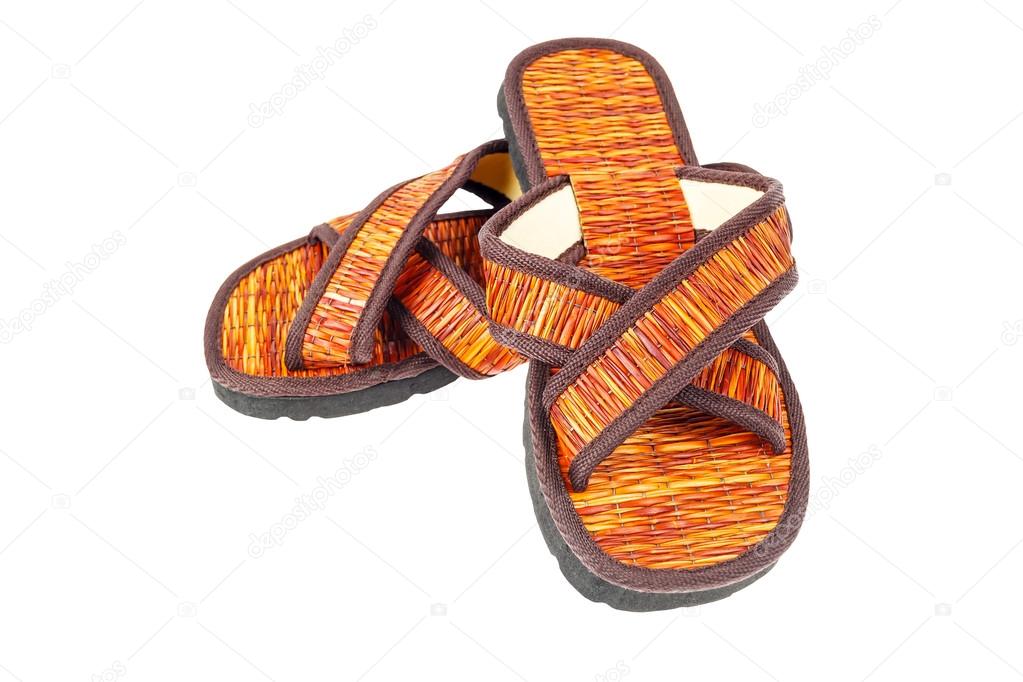 flip flop sandals beach shoes on white background