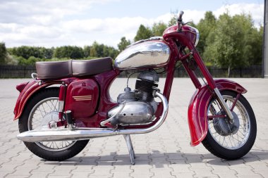 Varşova - 25 Ağustos: eski Lehçe motosiklet 