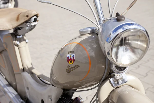 WARSAW - August 25: Old motorcycle "Simson SR2" on motobazaar. August 25, 2013 in Warsaw, Poland. — Stock Photo, Image