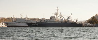 Swimming hospital anchored in the bay of Sevastopol, Crimea